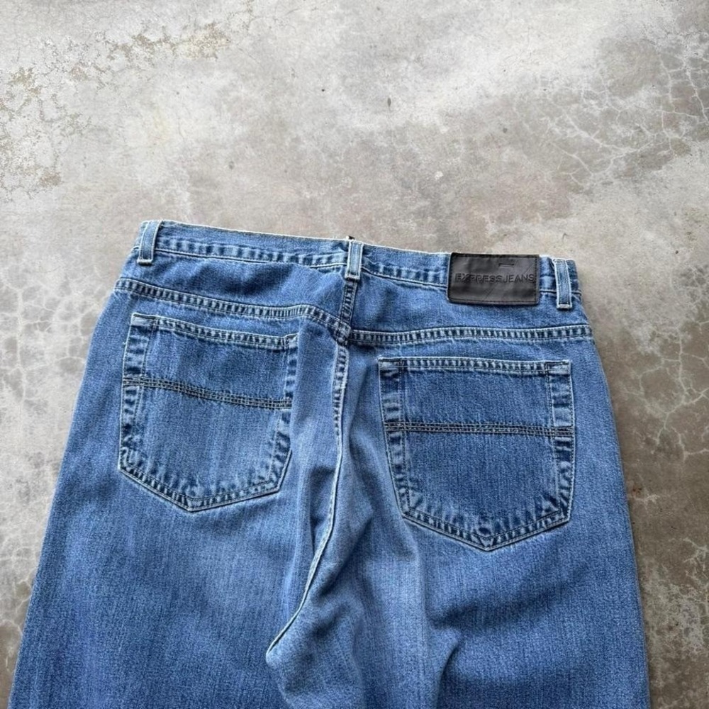 Vintage 90's express wide leg super baggy faded denim jeans bootcut mens - Picture 6 of 8